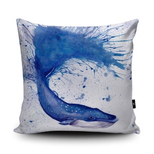 Blue Whale Handmade Cushion by Katherine Williams Whale Pillow Blue Whale Cushion Cover Whale Pillow Case Sea Ocean Marine Pillow image 2