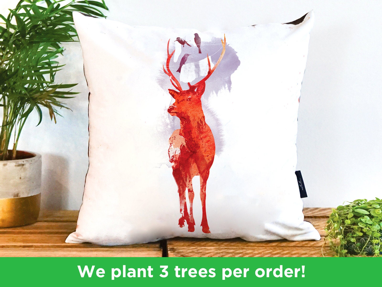 Funny Deer Washing Line Cushion by Robert Farkas Vegansuede Etsy UK