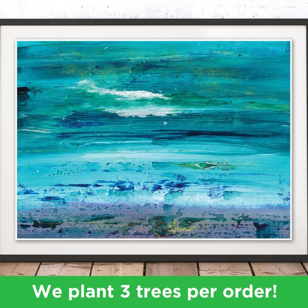 Seascape Art Print Beach Wall Art Sea Painting Beach Painting Nautical Turquoise Print Office Decoration Print for Blue Room par Peter