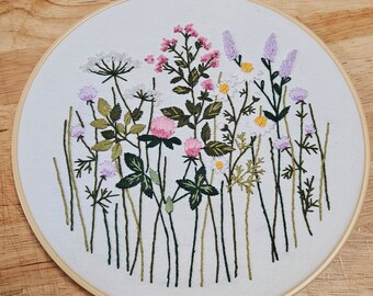 Floral Hand Embroidered Hoop Wall Hanging Decor Farmhouse