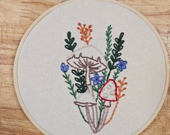 Bohemian Mushroom Electic Hand Embroidered Hoop Wall Hanging Decor