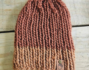 Orange Chunky Knit Basic Beanie