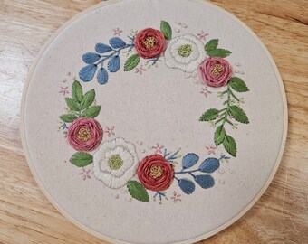 Floral Hand Embroidered Hoop Wall Hanging Decor