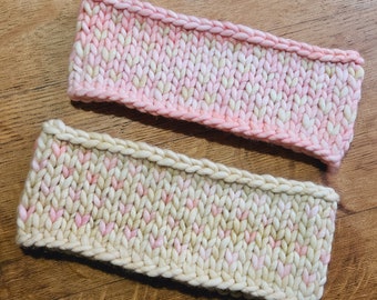 Super Chunky Pink Valentine's Day Knit Headbands Adult Medium