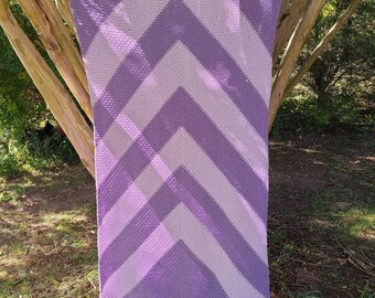 Chevron Purple Crochet Handmade Throw Blanket