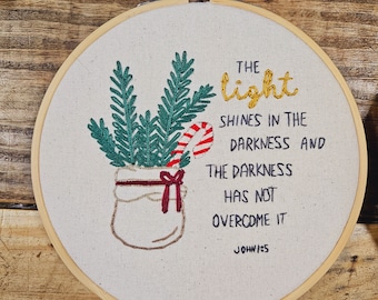 Christmas Christian Bible Verse Hand Embroidered Hoop Wall Hanging Decor