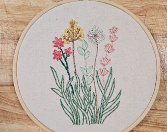 Floral Hand Embroidered Hoop Wall Hanging Decor