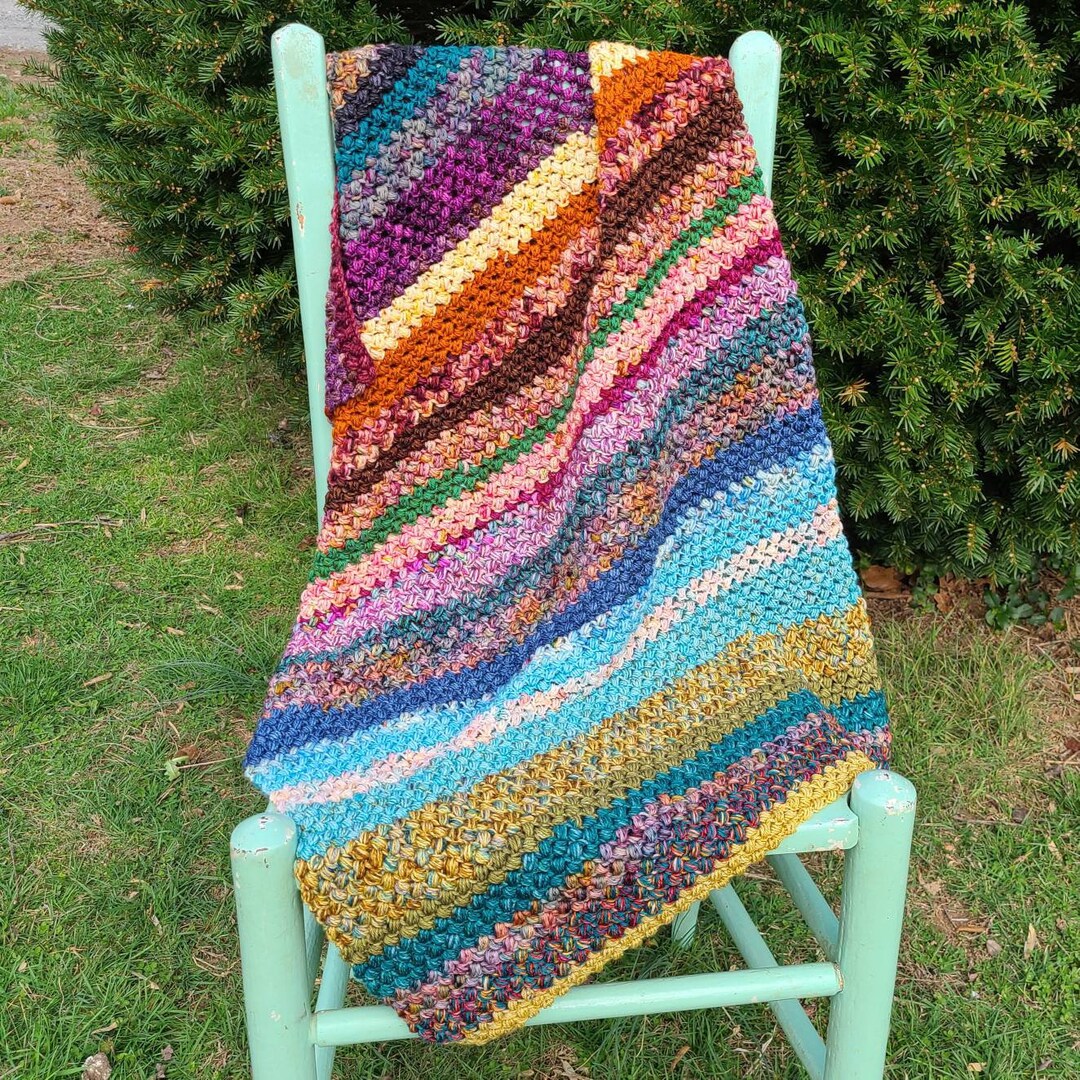 Small Crochet Scrap Yarn Baby Blanket Textured - Etsy