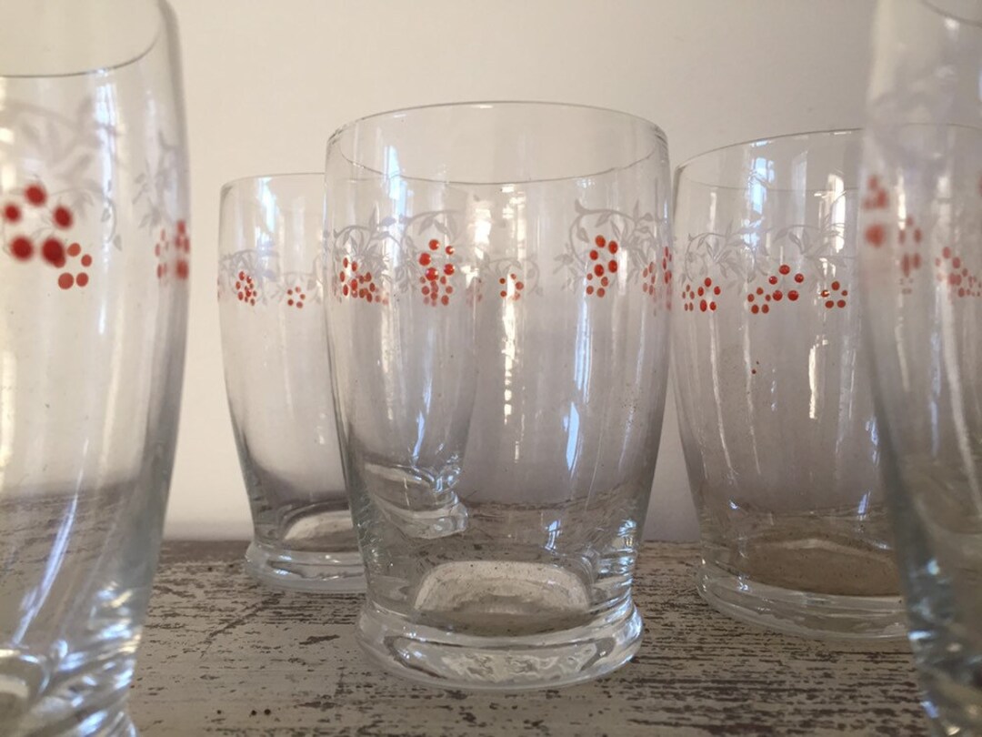 6 Decorative Drinking Glasses. French. - Etsy