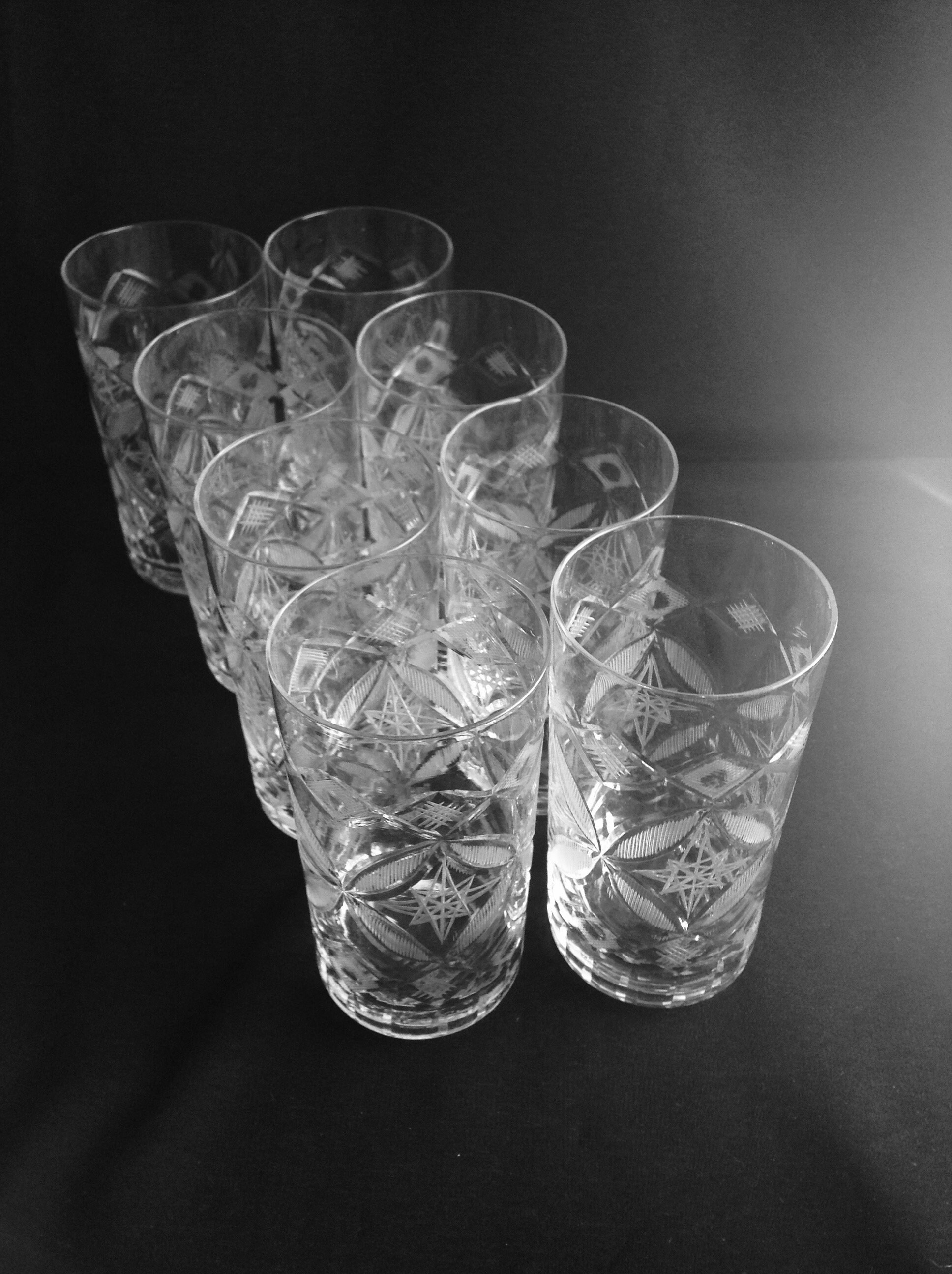 Water Cut Glasses Set of 8 8 Ounce Formal Cut Star Glass Etsy UK