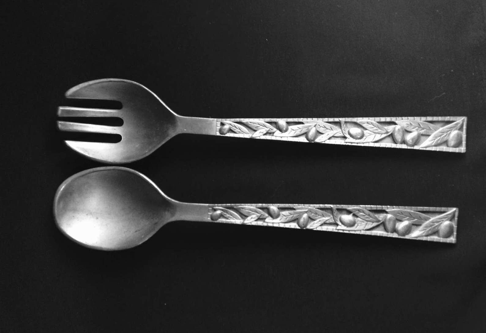 Pewter Salad Serving Fork Spoon Set Seagull Canada 1997 Rustic Etsy