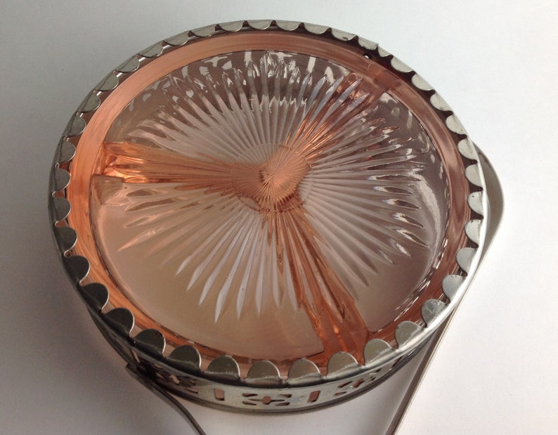 Vintage Pink Depression Glass Divided Candy Nut Trinket Dish Etsy