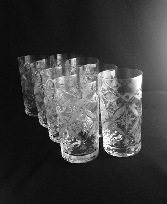 Water Cut Glasses Set of 8 8 Ounce Formal Cut Star Glass Formal