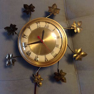 Mid Century United Maple Leak Clock Brass Farmhouse Cottage - Etsy
