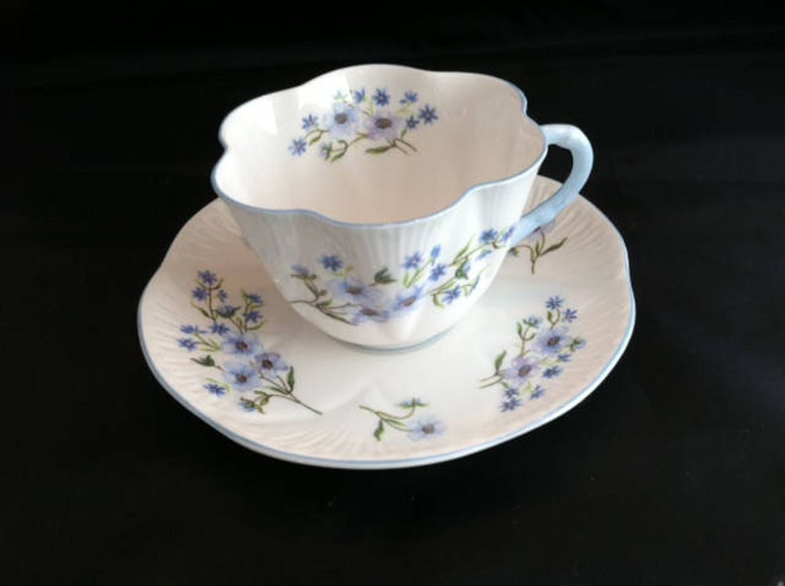 Stunning Shelley Dainty Blue Rock Teacup and Matching Saucer Etsy