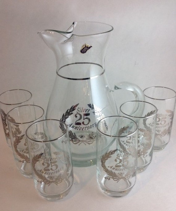 Handmade West Virginia Glass Silver 25th Wedding Anniversary Vase Anniversary Gift Silver Rim Weston West Virginia