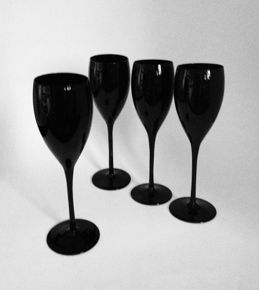 Stunning Black Crystal Wine Glasses Set of 4 Fine Dining Etsy