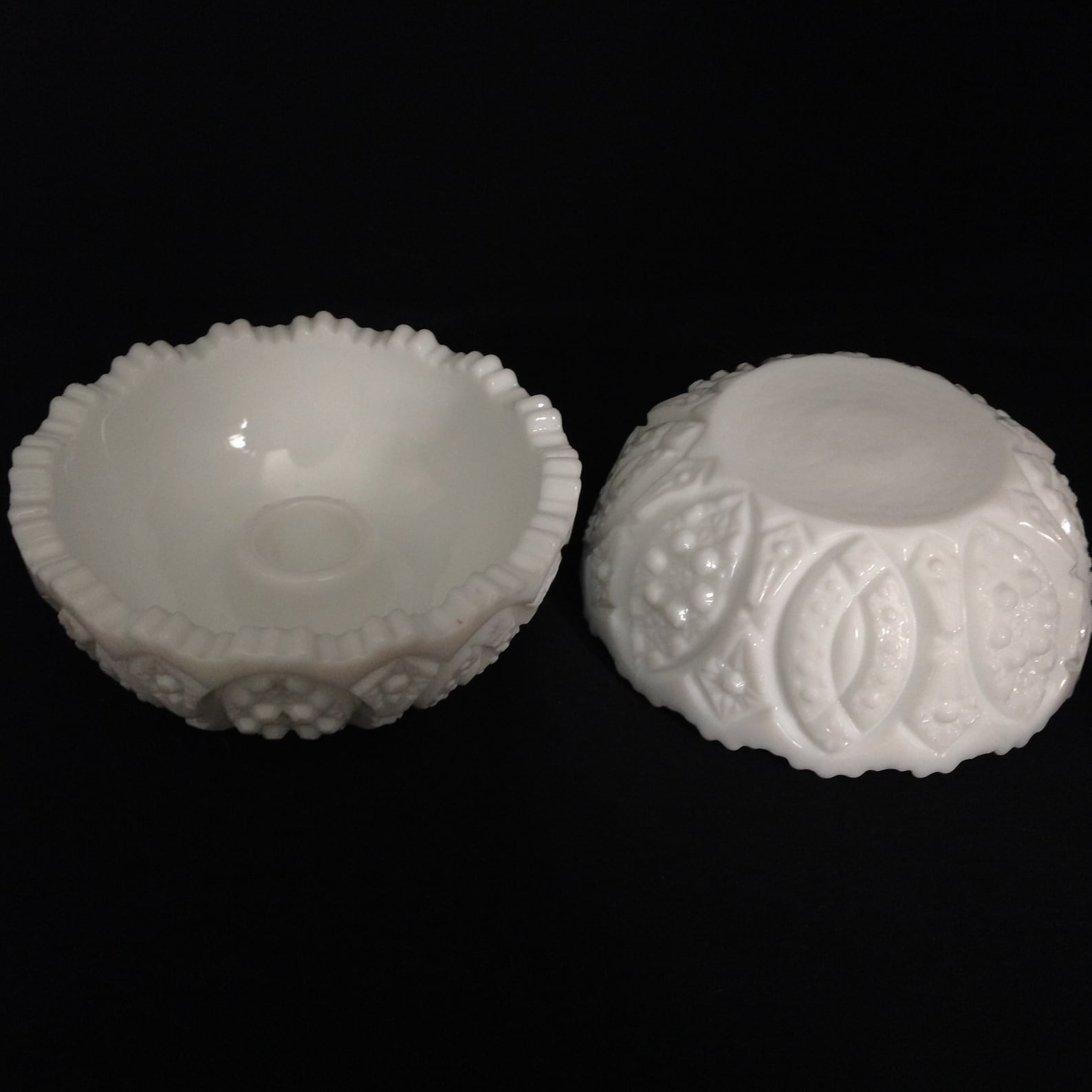 Vintage White Milk Glass Candle Holders Pair Sawtooth Edge Etsy