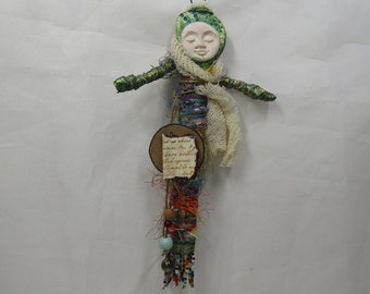 Inspirational Spirit Doll, Mixed Media Assemblage, Alter Art, Healing Gifts, Dreamer, Hope, Message OOAK Spirit Doll, Mother's Day Gift