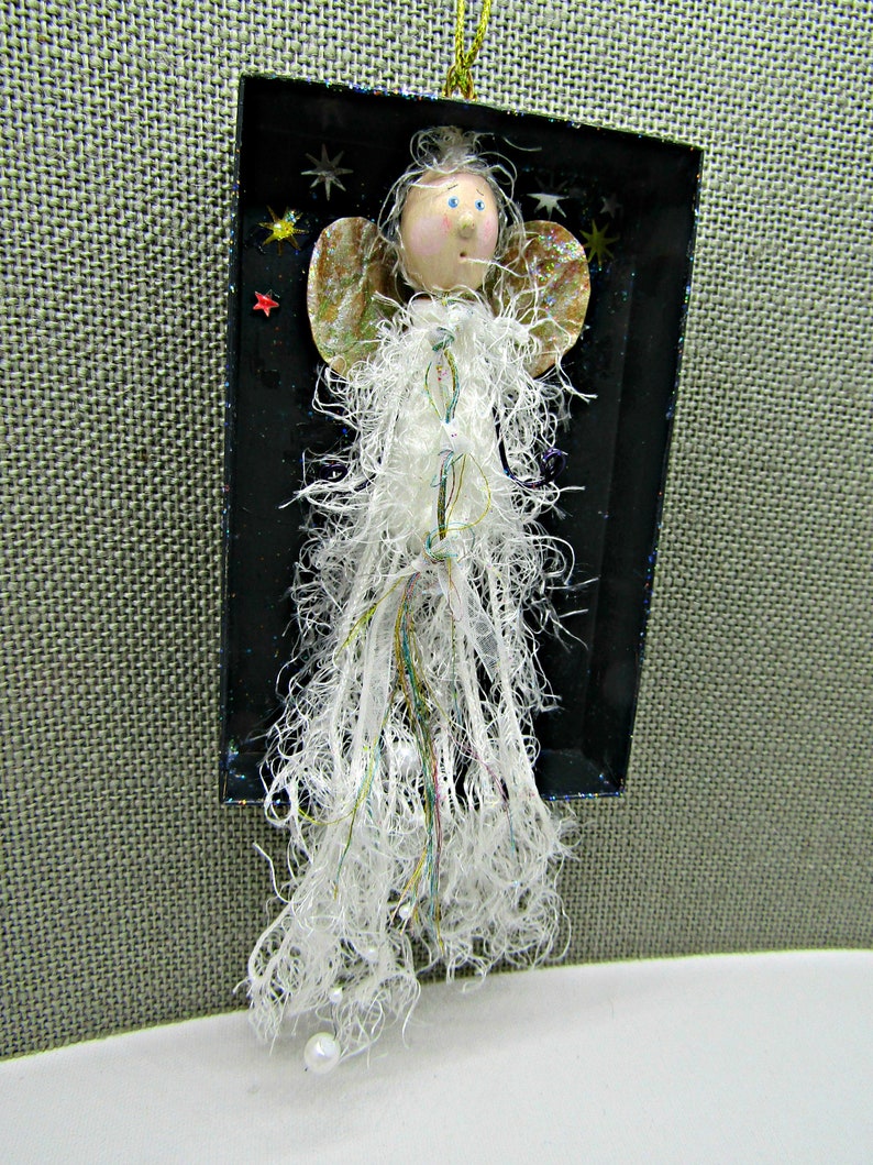 Mixed Media Art Friend gift One-of-a-Kind Gift for her Collage Art Office Gift Exchange Angel Art Small Art Gift Handmade Gift Idea