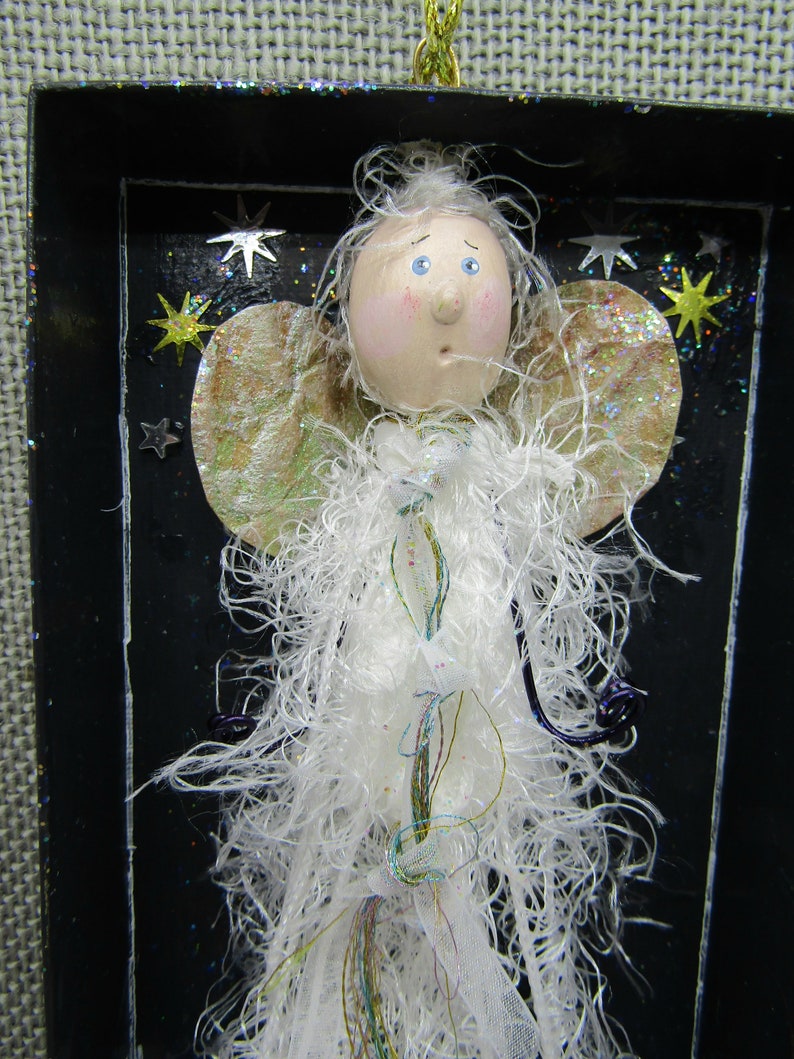 Mixed Media Art Friend gift One-of-a-Kind Gift for her Collage Art Office Gift Exchange Angel Art Small Art Gift Handmade Gift Idea