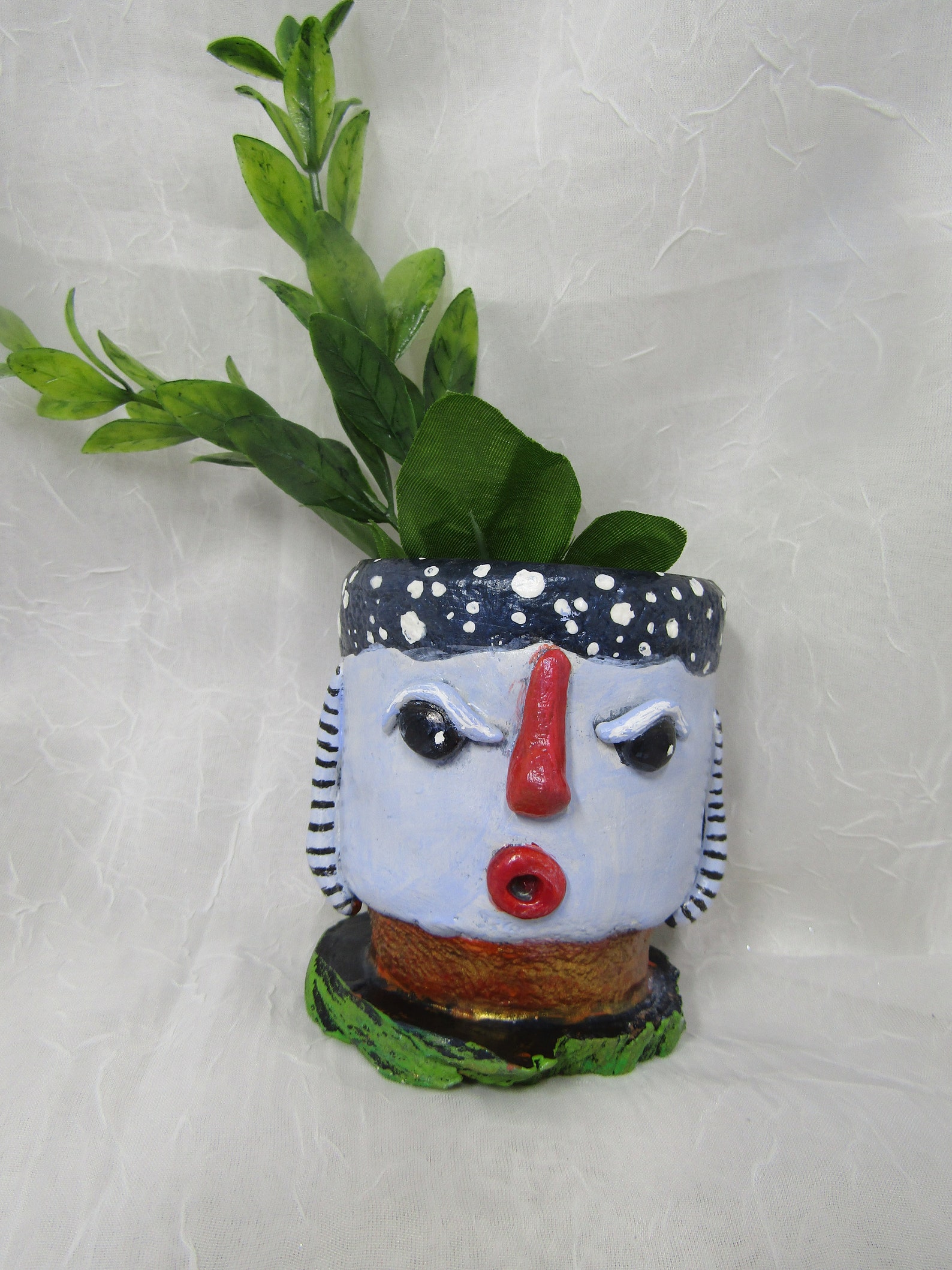 Handmade Clay Pot Whimsical Face Pot Home Decoration for Air Etsy