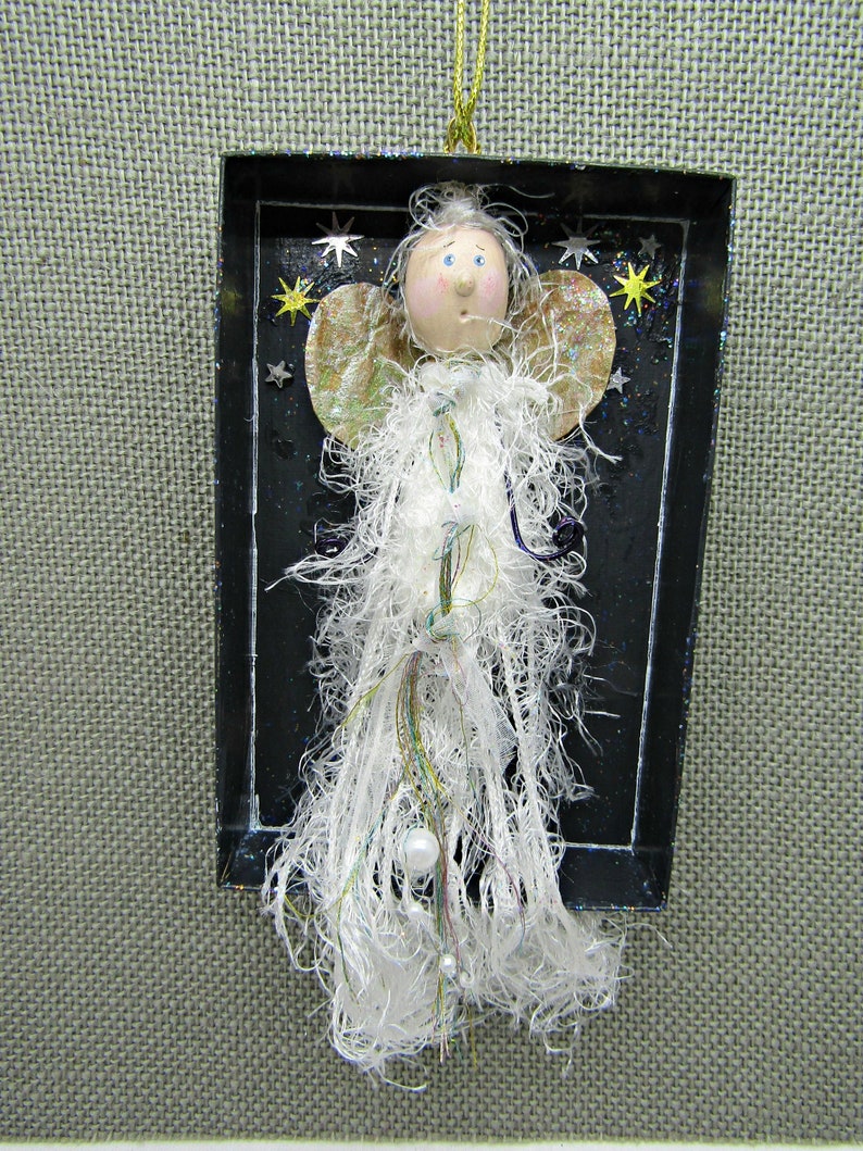 Mixed Media Art Friend gift One-of-a-Kind Gift for her Collage Art Office Gift Exchange Angel Art Small Art Gift Handmade Gift Idea