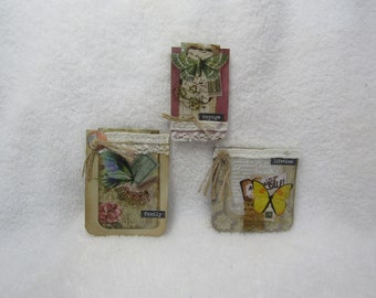 Journal Ephemera, Handmade Embellisments, Set of ThreePaper Clip Snippets, Small Art Gifts