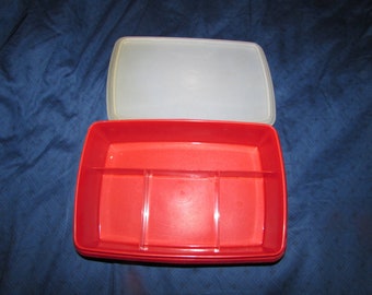 Vintage Tupperware Insulated Lunchbox Set - burgundy,… - Gem