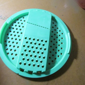 Vintage Tupperware Green Cheese Grater 2 Pieces Mid Century Hard