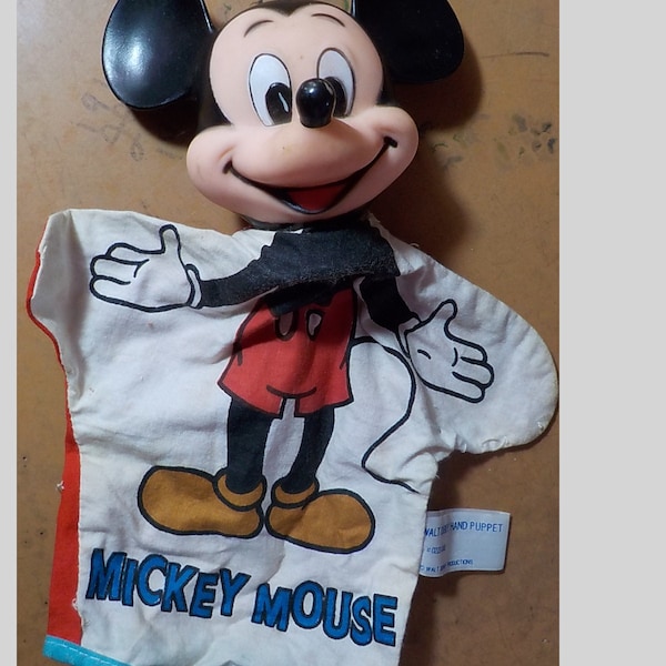 Vintage Walt Disney Hand Puppet MICKEY MOUSE Rare Free USA Shipping