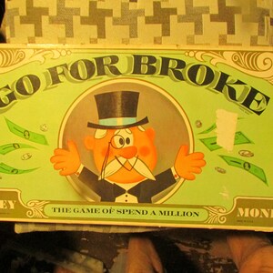 1965 Selchow & Righter Go For Broke Board Game Complete Free USA Shipping