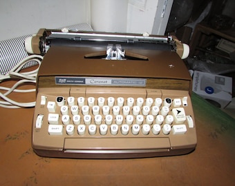 Vintage SCM Smith Corona Coronet Electric Automatic 12 Brown Typewriter Book Writers Authors Free USA Shipping