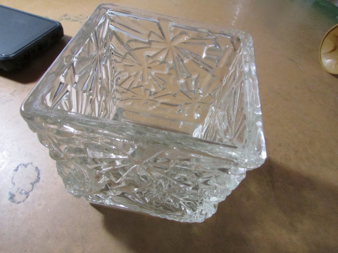 AVON Vintage Clear Glass Square Candle Holder Free USA Etsy