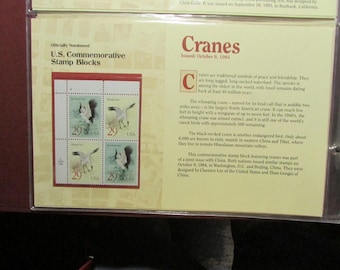 US Commemorative Stamp Blocks Set Cranes