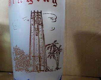 Vintage The Singing Tower Lake Wales Florida Frosted Glass Tourist Souvenir Free USA Shipping