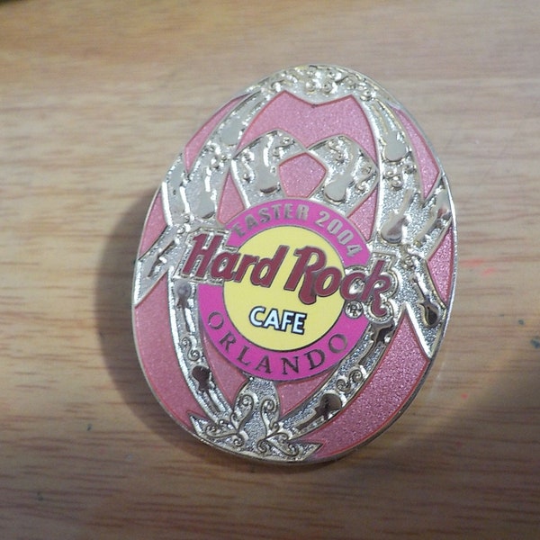 Hard Rock Cafe Guitar Pick Easter Pink Orlando Florida Metal Pinback Pin Back Lapel Pin Free USA Shipping