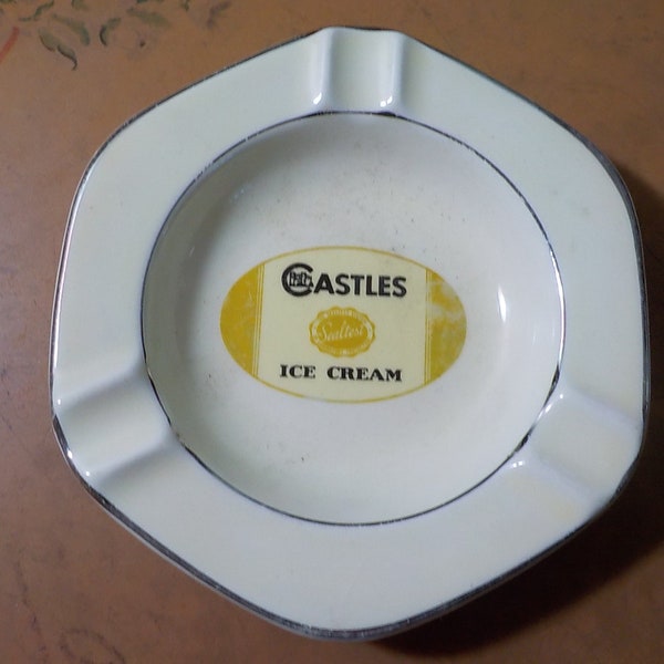 Vintage Castles Sealtest Ice Cream Porcelain Ashtray Free USA Shipping