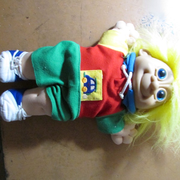 Vintage Wishnik Troll Doll Boy 11 Inches Tall Free USA Shipping