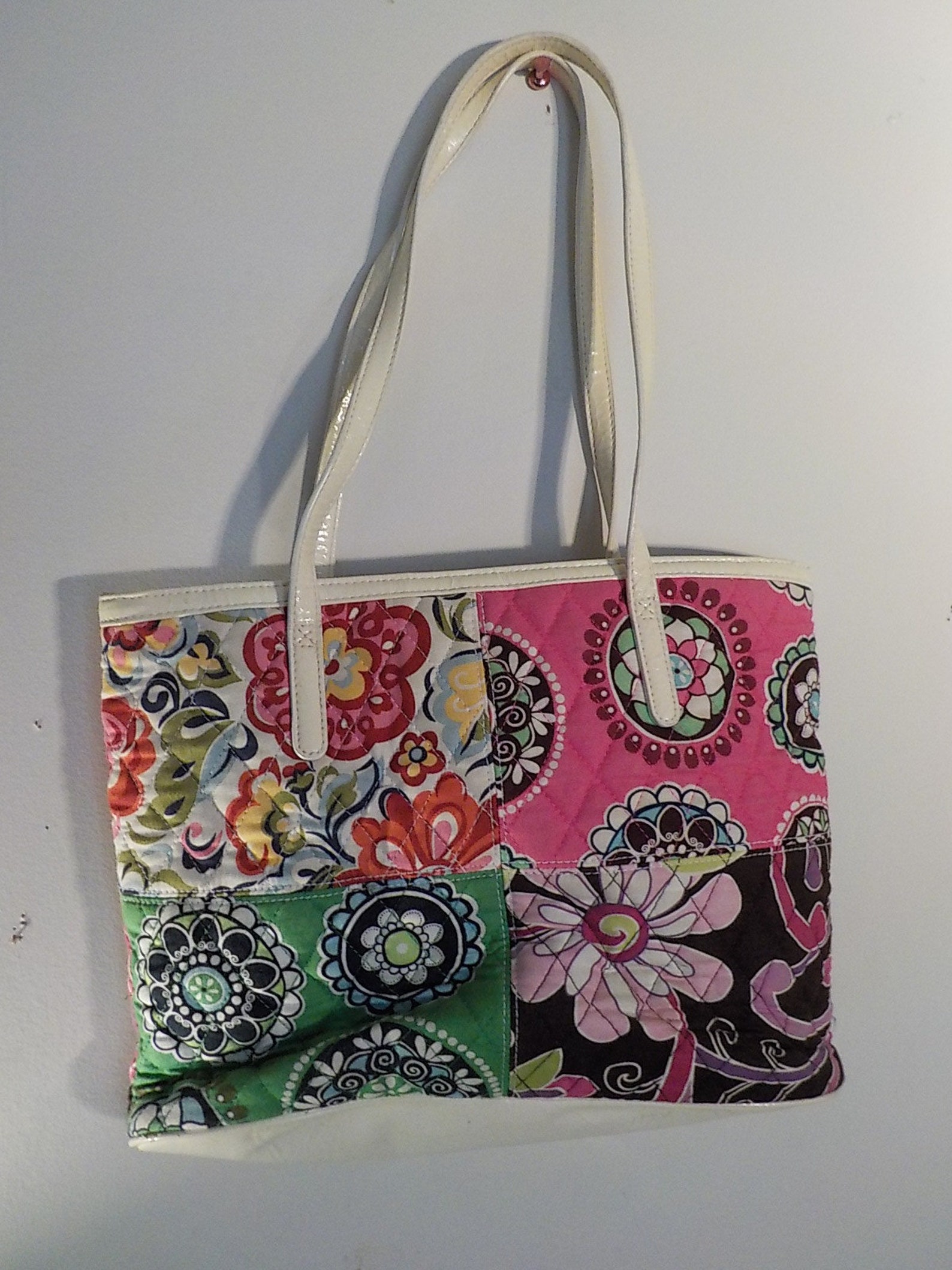 Vintage Vera Bradley Bag Purse Multi Color Flowers White Vinyl Etsy