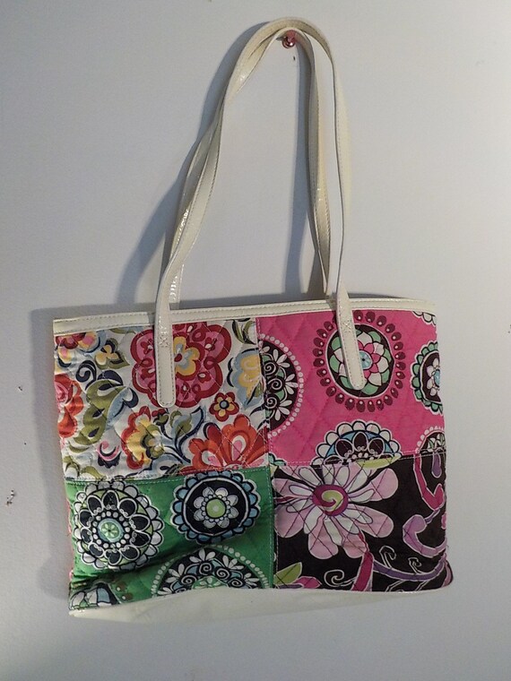 Vintage Vera Bradley Bag Purse Multi Color Flowers White Vinyl Etsy