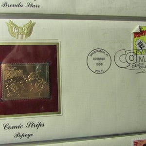 Golden Replicas US First Day Issue Gold Stamp Envelope Comic Strips Popeye 1995 Free USA Shipping