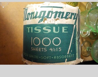 Vintage Montgomery Toilet Tissue Paper 4 Rolls Snow White Free USA Shipping
