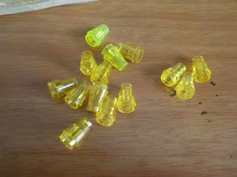 LEGO Translucent Yellow 1x1 Nose Cones Trucks Cars Houses Town Cities Building Toys Construction Free USA Shipping