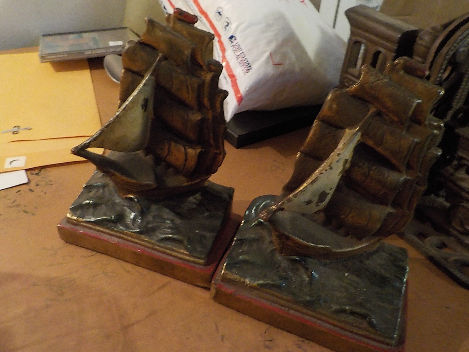 Vintage Armor Bronze Sailboat Ship Nautical Bookends 6 Etsy