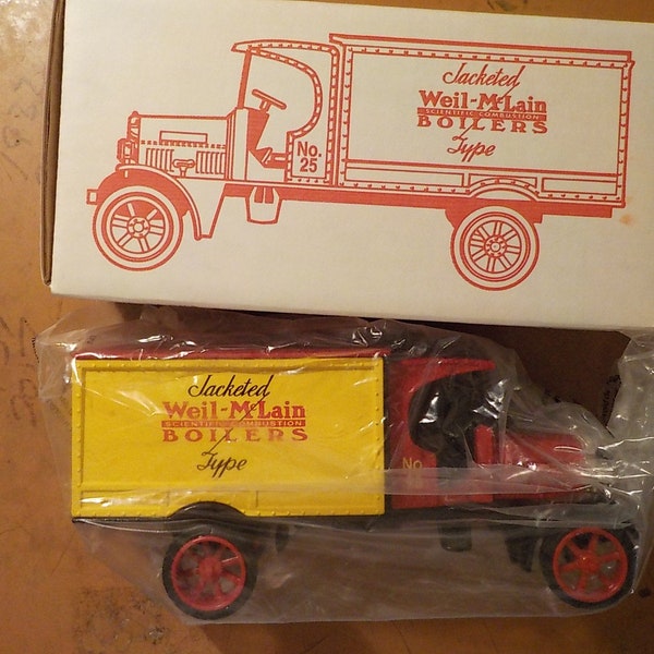 1993 Ertl 1925 Truck Bank Die-cast 1/30 Scale Weil McLain Boilers Mint In Box Free USA Shipping