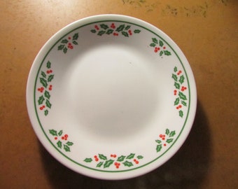Corelle Winter Holly Christmas Holiday Bread Plate Set of 4 - 6 3/4” Free USA Shipping