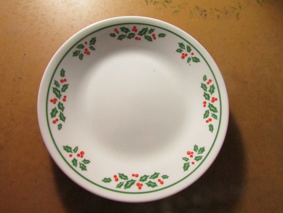 Corelle Winter Holly Christmas Holiday Bread Plate Set of 4 - 6 3