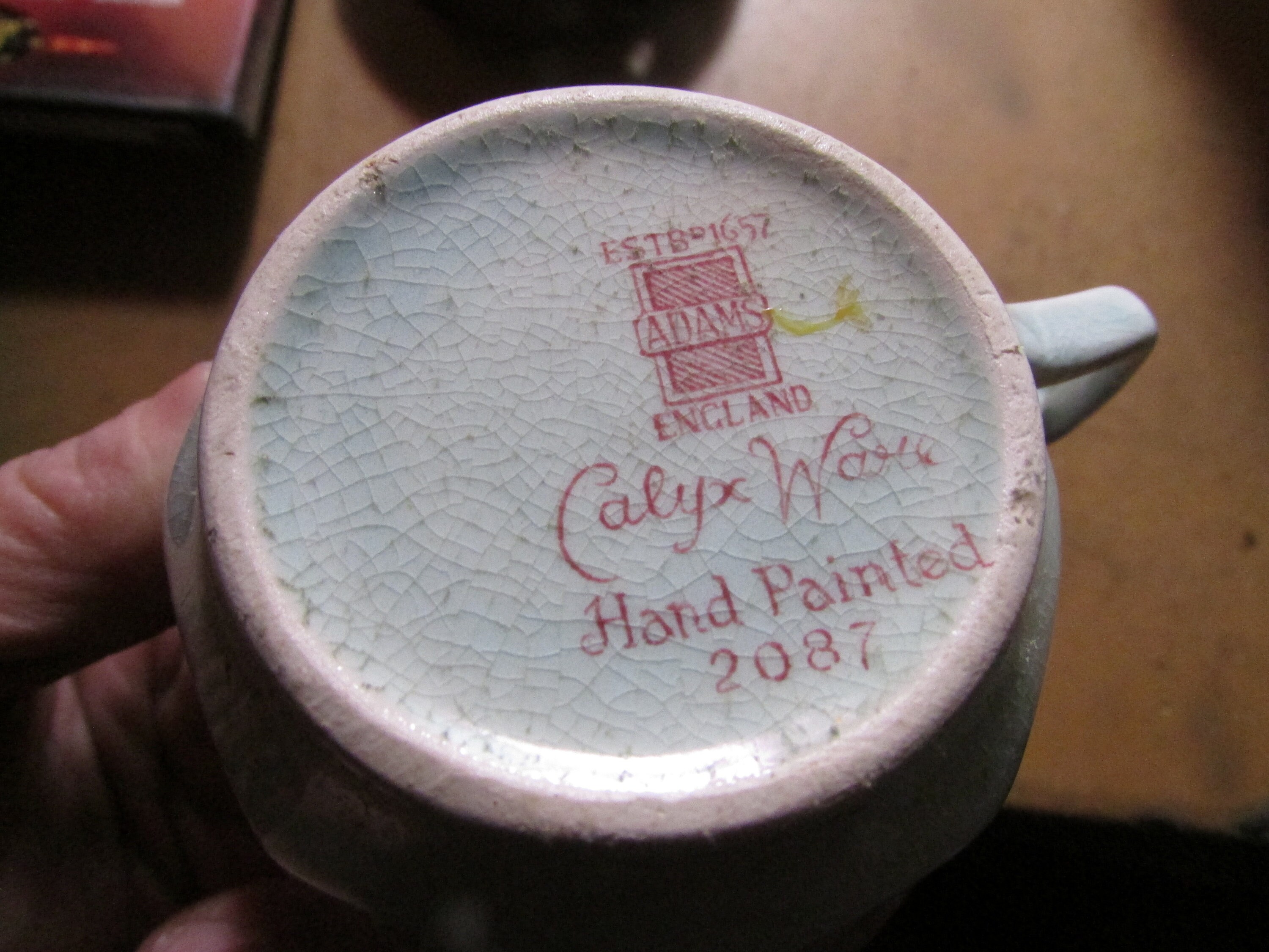 4 Adams CALYX WARE Lowestoft Older Pattern 2087 Tea Cups Red Mark Hand ...