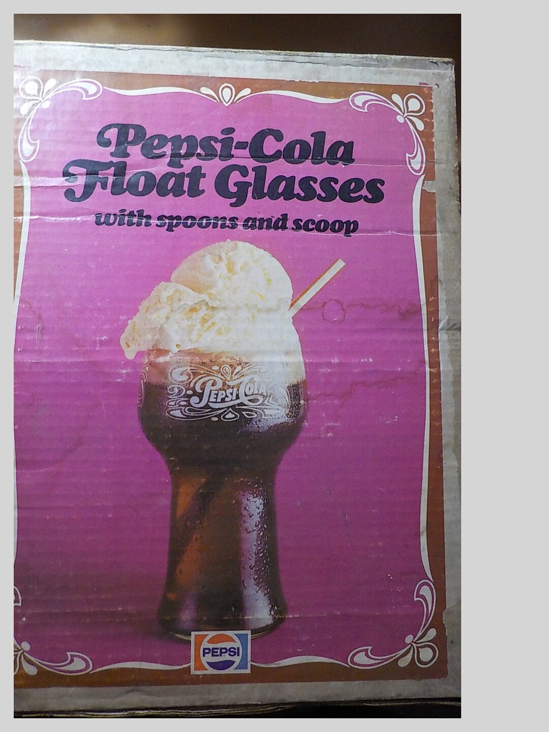 Vintage 1970s Pepsi Cola Float Glasses With Spoons & Scoop Etsy